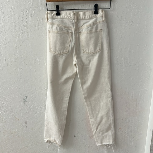 We The Free High Waist Jeans Size 25 Off White Cream Ankle Button Fly - Picture 4 of 4